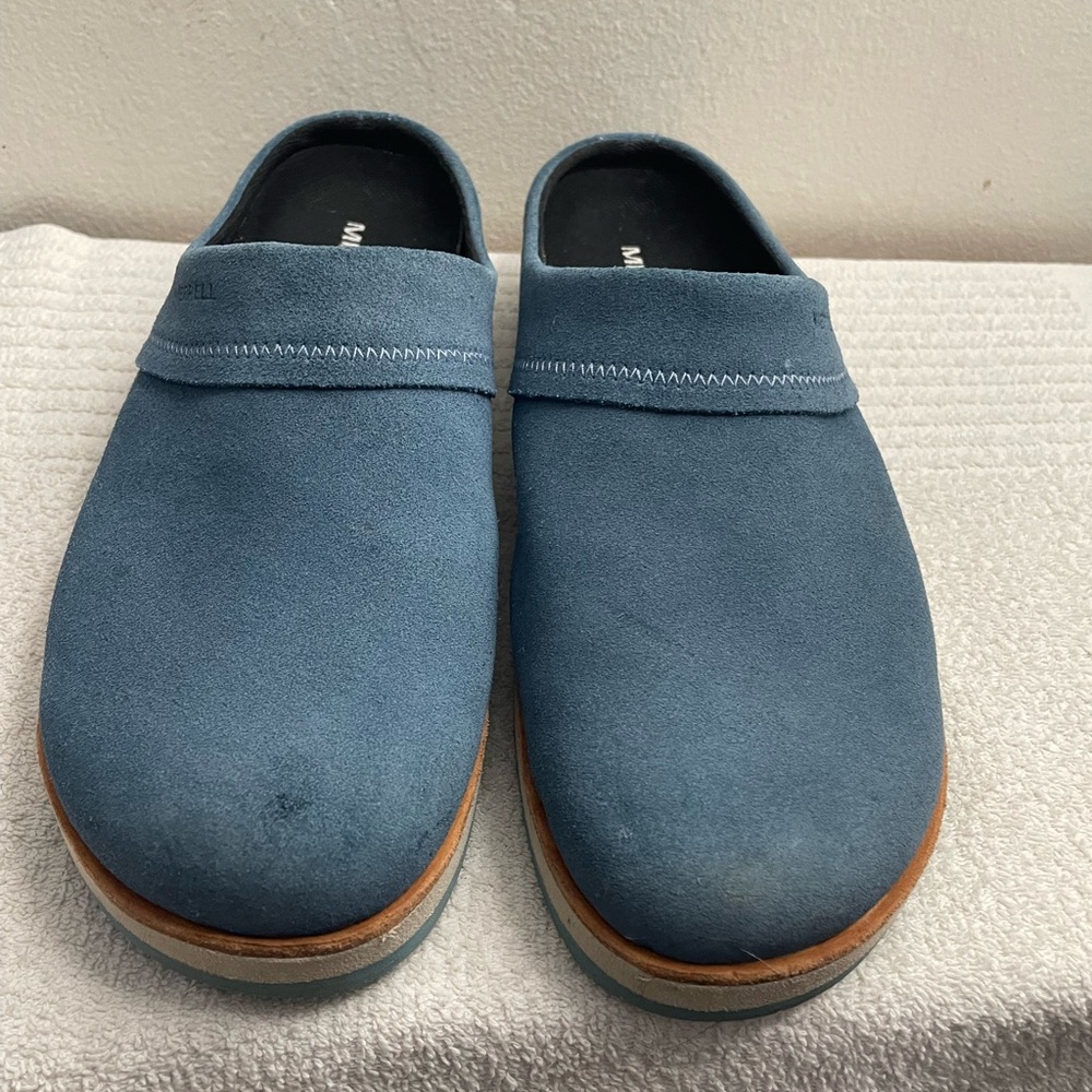 Merrell Blue Suede Slip-On Loafers with Seam Detail Sz 8
